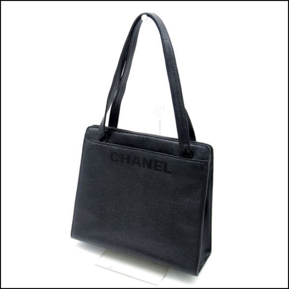 Chanel Caviar Skin Handbag Embroidery Black
